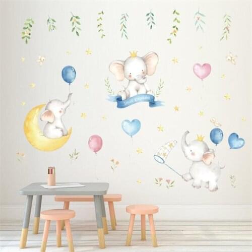 Cartoon elephant animal wall sticker for kids room, bedroom living room wall decoration Modern Art Mural