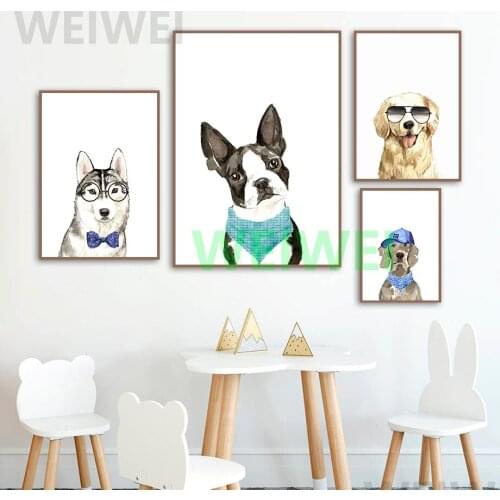 French Bulldog Golden Pet Dog Wall Art Canvas Painting Nordic Posters Prints Room Decor Pictures For Home Decoration WEIWEI
