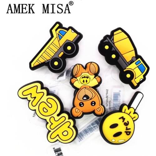 Novely PVC Yellow Truck Shoe Charms Sandals Accessories Cute Bear Lollipop Shoe Decoration for Croc jibz Kids Party X-mas Gifts