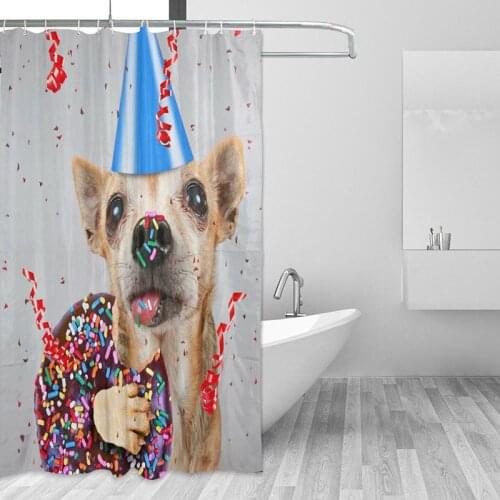 New Arrival Animal Bath Curtain Dog with Donut Shower Curtains Waterproof Eco-Friendly Polyester Fabric Curtains for Bathroom