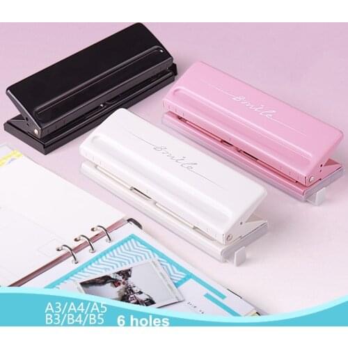 6-hole puncher adjustable paper cutter DIY handbook A3 A4 A5 / B3 B4 B5 loose-leaf puncher stationery office supplies