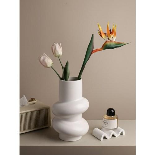 Nordic Simple Pure White Vase Ornaments, Art Circle Shape, Living Room Flower, Porch Home Decoration