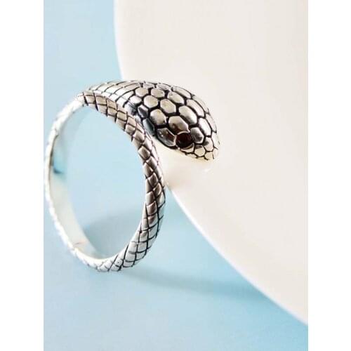 Real 925 Plain Silver Retro Personality Dexterous Snake Twining Small Fresh Lovely Ring Exquisite Commemorative Gift Jewelry
