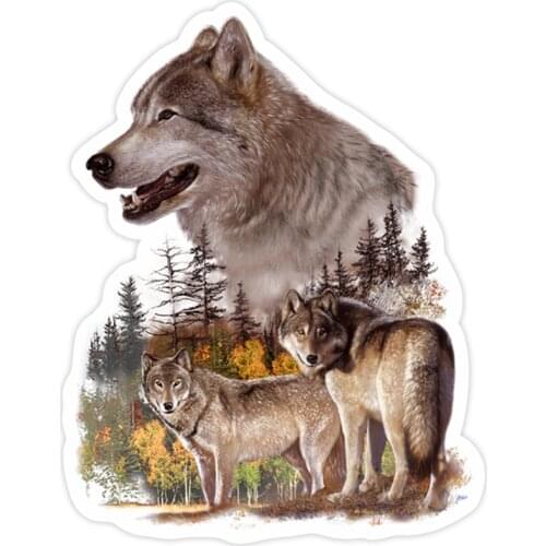 S40225# Various Sizes PVC Decal Couple of Wolves Car Sticker Waterproof on Bumper Rear Window Laptop Refrigerator Toilet