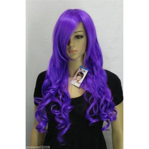 Shun Hot heat resistant Party hair>>>>European Style Deep Purple Specialized Long Curly Hair Girls/Women Wigs K-1 10.21