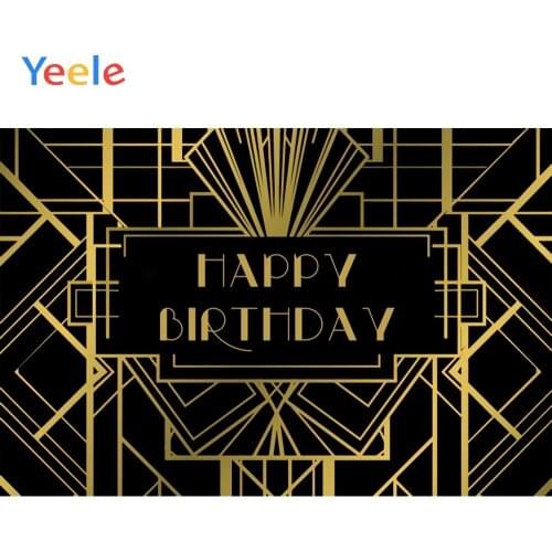 Yeele Birthday Backdrop Golden Edge The Great Gatsby Baby Shower Banner Kid Customized Photography Backgrounds For Photo Studio
