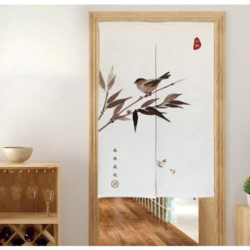 Chinese Plum Orchid Bamboo and Chrysanthemum Bedroom Door Curtain Partition Curtain Kitchen Curtain Feng Shui Curtain Noren
