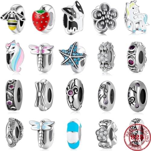 100% Authentic 925 Sterling Silver Fashion women charms spacer Beads Fit Original JIUHAO Charm Bracelet Jewelry making