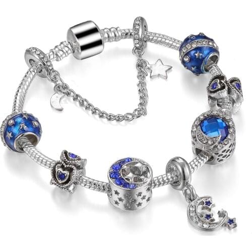 2021 New Trendy Star Moon Pendant Luminous Starry sky Bracelets&Bangles For Women Charm Crystal Jewelry Bracelet Jewelry Gift