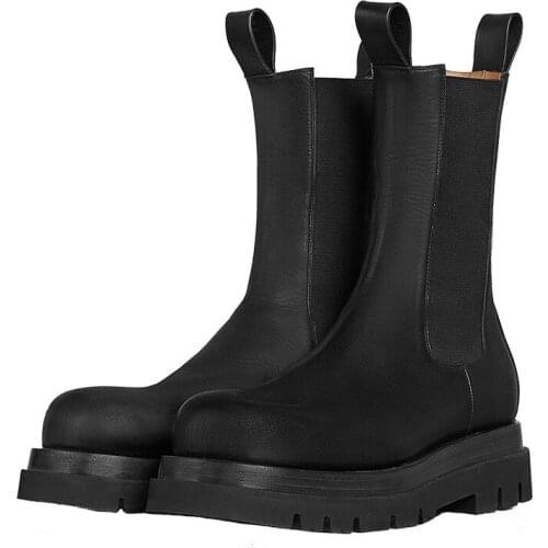 Winter thick bottom leather boots for cylinder ms Martin boots leather fashion leisure women riding boots 39