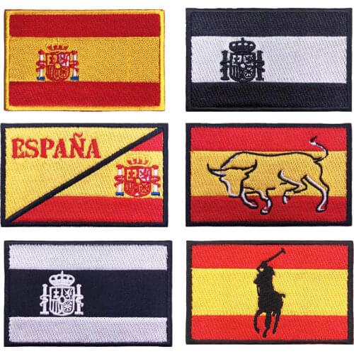 1PC Spanish flag Spain Armband Embroidered Patch Hook & Loop or iron on Embroidery Velcro Badge Cloth Military Moral Stripe