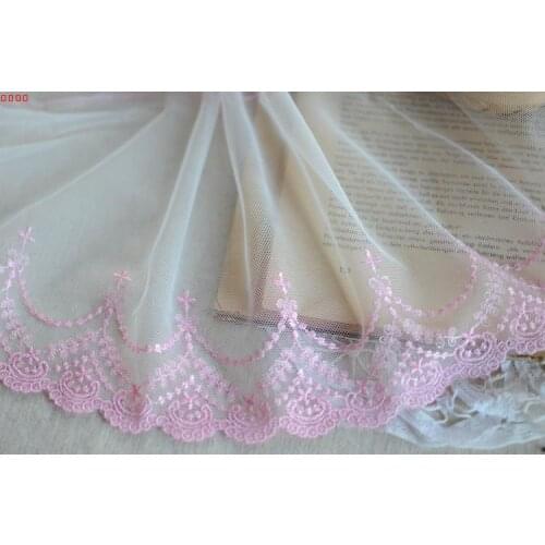 3M/lot Wholesale beautiful embroidery lace pink water soluble embroidery net yarn woman skirt lace trim accessories 17cm SC495