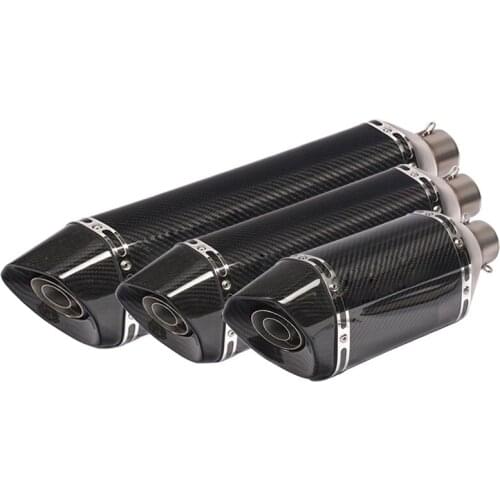 57cm/47cm/37cm Inlet 51mm Motorcycle Slip On Exhaust Pipe Muffler Carbon Fiber Escape Moto Universal for S1000RR CBR1000RR etc