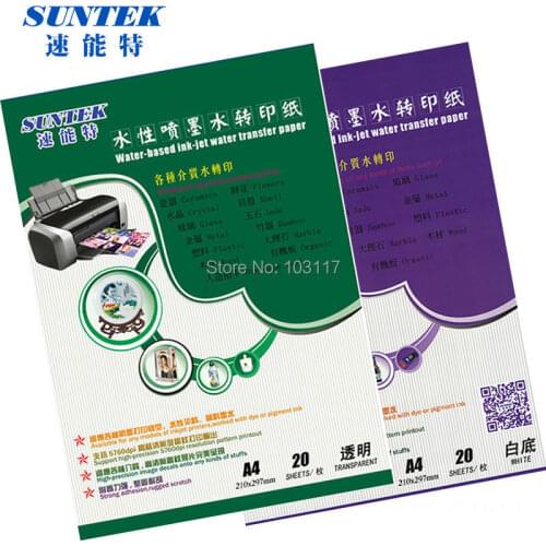 10 Clear +10 White) A4 Inkjet Water Transfer Decal Slide Paper Suitable for Mark Cup