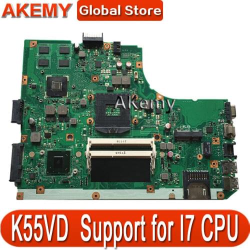 AK K55VD Laptop motherboard for ASUS K55VD K55A A55VD F55VD K55V K55 Test original mainboard Support for I7 CPU