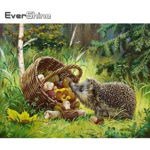 Evershine Diamond Painting Full Drill Square Animals Hedgehog Diamond Embroidery Scenery Cross Stitch Kit Diamond Mosaic Crystal