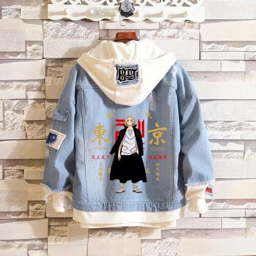 Anime Tokyo Revengers Sano Manjiro Jeans Jackets Cosplay Costume Autumn Casual Men Women Hooded Denim Coat Sweatshirt C72M259