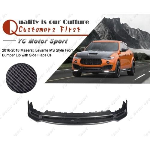Car Accessories Carbon Fiber MS Style Front Lip with Side Flaps Fit For 2016-2018 Maserati Levante Front Bumper Lower Splitter