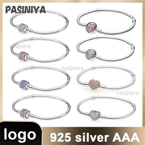 21 S925 Sterling Silver Bracelet With Logo Love Diamond Pendant Send Girls Party Holiday Birthday Exquisite Gifts