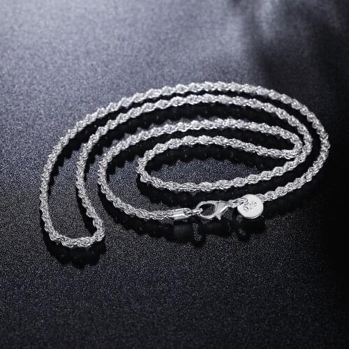 Hot new 925 Sterling Silver Beautifully 3MM twisted rope chain 16/18/20/22/24 Inch Necklace for Women Fashion Jewelry party Gift