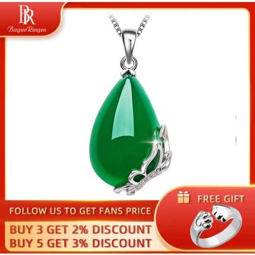 Begua Ringen Vintage 925 Sterling Silver Emerald Gemstone Pendant Necklace Party Cocktail Jewelry Women Gifts Wholesale