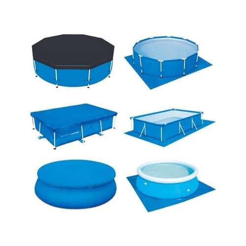 Intex Swimming Pool Covers Genuine Thick PE Woven Tarpaulin Round Square Waterproof Rainproof Cloth Dust Cover Cushion Cloth
