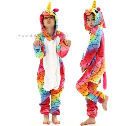Kigurumi Chldren Unicorn Pajama Winter Boys Colorful Unicorn Pajamas Kids Cosplay Pyjamas Sleepwear Oneise Girls Pijamas