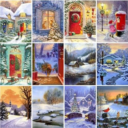 DIY Winter Snow Scenery 5D Diamond Painting Rhinestone Picture Square Landscape Diamond Embroidery Mosaic Wall Art Home Decor