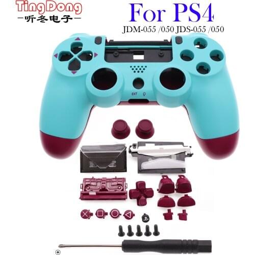 For PS4 Pro JDS 055 JDM-050 JDM-055 Controller Full Set Housing shell Repair buttons Case Mod Kit DIY Berry Blue Cover Replace