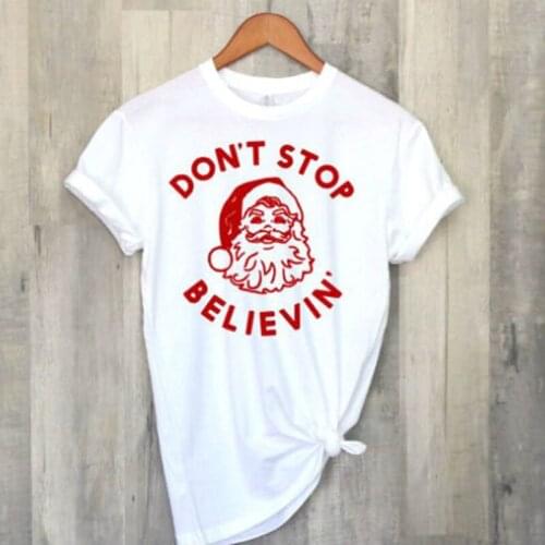 Hipster Christmas Tshirt Letter Print Women T-shirt Harajuku Fashion Tops Santa Claus Graphic Tee Shirt