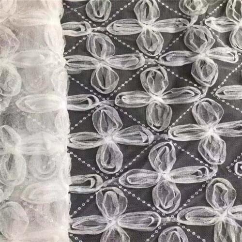 Mesh Bottom Cotton Floral Patterned Fabric Womens and Childrens Clothing Skirt Wedding Dress Embroidery Fabrics Wholesale