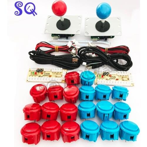 Button arcade DIY Kit 2players Zero Delay Arcade Game USB Encoder PC Joystick with 8 Way Joystick Arcade Button for Mame Jamma