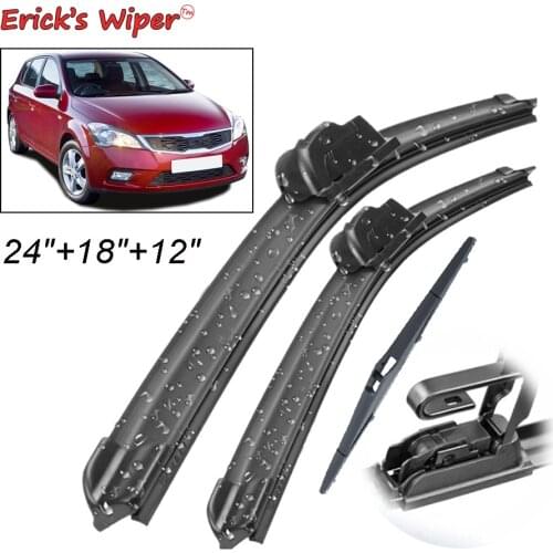 Ericks Wiper Front & Rear Wiper Blades Set Kit For KIA Cee'd Ceed ED 2010 2011 2012 Windshield Windscreen Window 24"+18"+12"