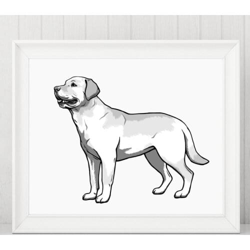 Labrador Retriever Canvas Print Pictures Home Decor , Hand Drawn Retriever Canvas Art Painting Room Labrador Poster