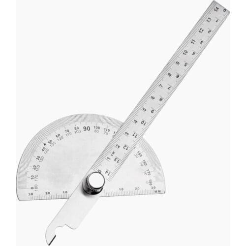 0-180° Angle Ruler Round Head Rotary Protractor Adjustable Universal Stainless Steel Measuring Tool Dropship