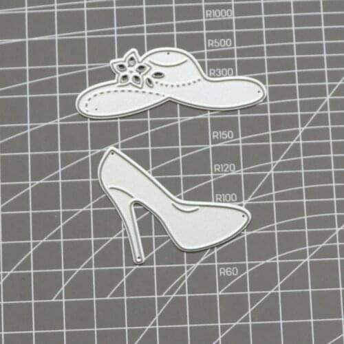 Metal Cutting Dies Womens High Heels Sun Hat Diy Scrapbooking Photo Album Decorative Embossing Paper Card Crafts Die