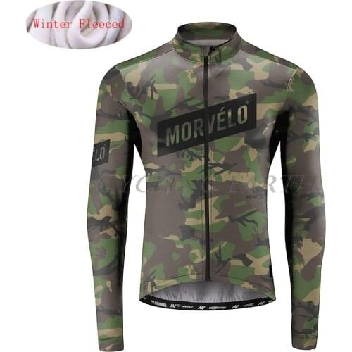 MORVELO 2020 Winter Cycling Jersey Men Full Zipper Long Sleeve Bicycle Shirts Thermal Fleece Keep Warm Bike Sports Clothing
