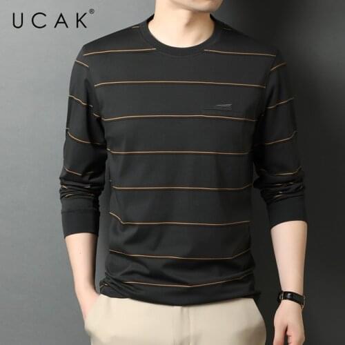 UCAK Brand Classic O-Neck Striped T Shirt Men Clothes Autumn New Arrivals Casual Streetwear Long Sleeve T-Shirts Homme U5743