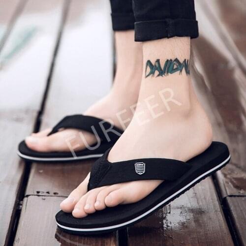 Mens Summer Beach Flip Flops Casual Indoor Non-slip Black Slippers Men Slides Outdoor Male Flat Sandals Home Shoes Big Size 47