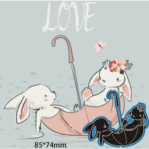 85*74mm TWO LOVELY RABBITS IN RAIN New Metal Cutting Dies for decor card DIY Scrapbooking stencil Paper Album template Dies