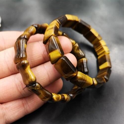 Natural Yellow Tiger Eye Stone Hand Carved Bamboo Bracelet Fashion Boutique Jewelry Mens and Womens Tiger Eye Stone Bracelet