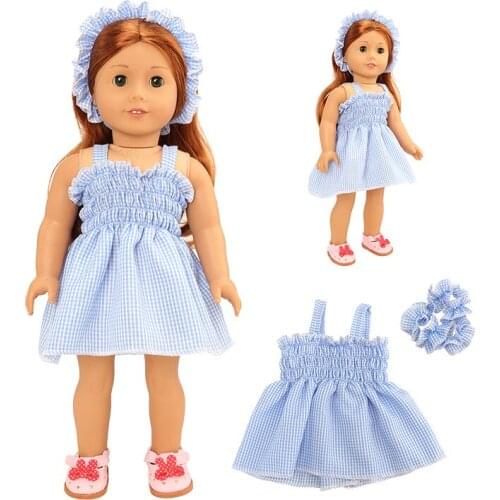 2021 New Pattern Clothes Suspender Plaid Dress Suit Fit 18 Inch American&43cm Baby New Born Doll Clothes Accessories