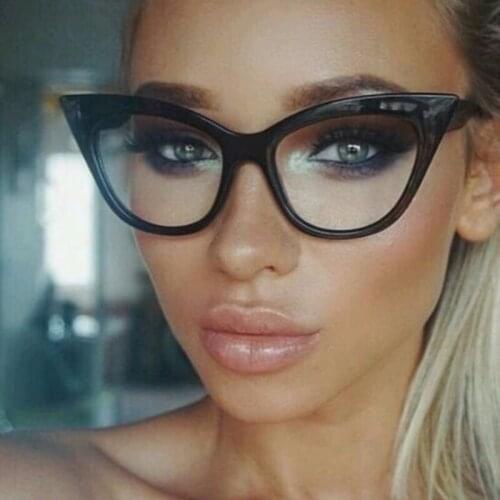 New Cat Eye Glasses Frames Cats Eye Clear Eyeglasses Ladies Spectacles Frame Retro Womens Glasses Brand Designer with box