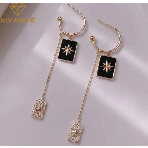 XIYANIKE Wholesale Gold Color Square Drop Earrings For Women Geometric Alloy Earrings 2021 Trend Fashion Party Jewelry Brincos