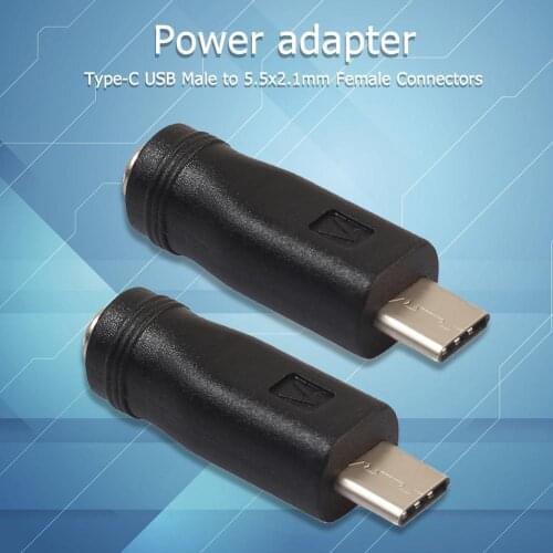 2pcs Connector 5.5x2.1 mm Female Jack to Type-C USB 3.1 Male Plug DC Power Plug Excellent Craftsmanship Well Durability