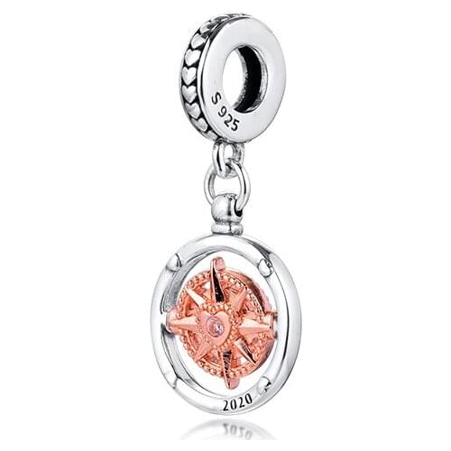 Fits for Pandora Beads Bracelets 100% 925 Sterling Silver Jewelry Rose Club 2020 Compass Charms Free Shipping