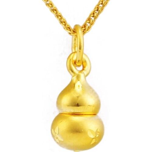 24K Yellow Gold Pendant Women 999 3D Yellow Gold Gourd Pendant P6214