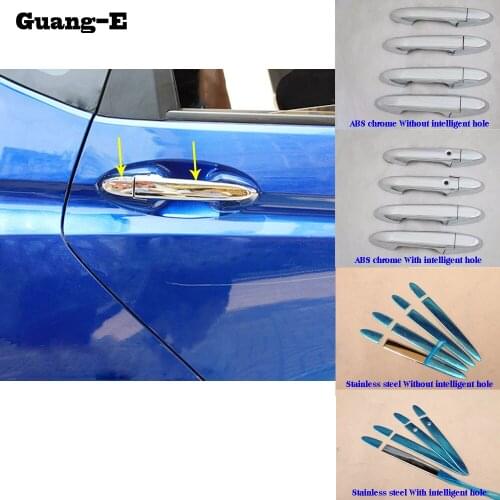 Car Protection Detector Sticks Frame Lamp Trim ABS Chrome/Stainless Steel Door Handle For Honda Fit Jazz 2014 2015 2016 2017