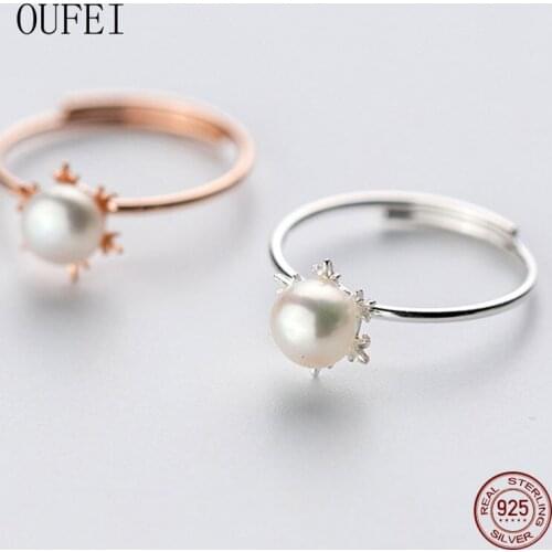 Silver Ring for Women 925 Sterling Silver Pearl Rings Simple Ccharm Rose Gold Fashion Fine Jewelry Accessories
