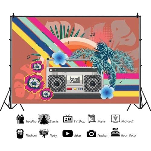 80s and 90s Radio Retro Disco Party Painting Portrait Photography Backdrop Decor Photo Background Studio Photocall Props